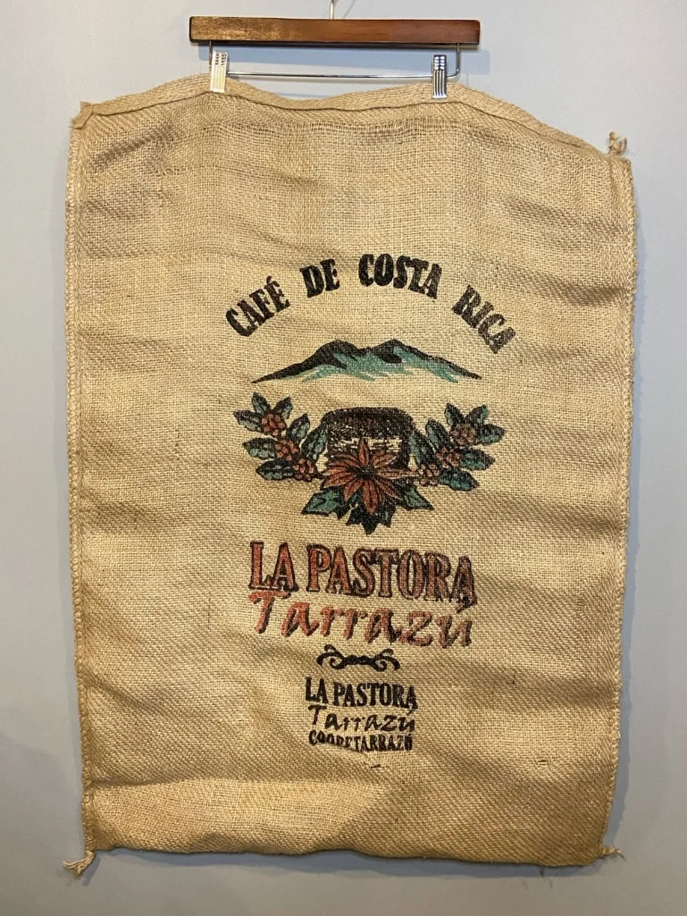 Cafe de Costa Rica La Pastora Tarrazu Burlap Coffee Sack / Rustic Decor